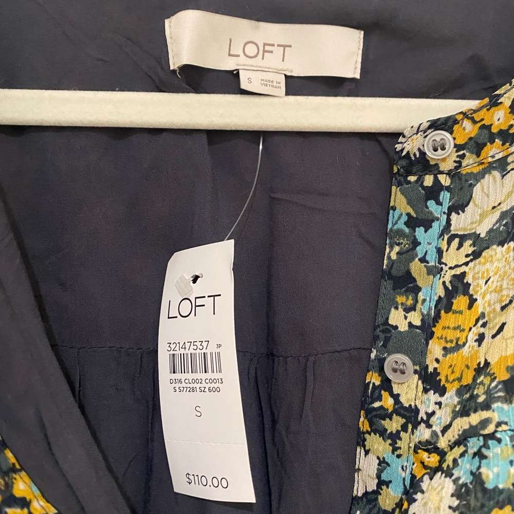 NWT Loft Floral Ruffle Midi Shirtdress - Picture 8 of 11